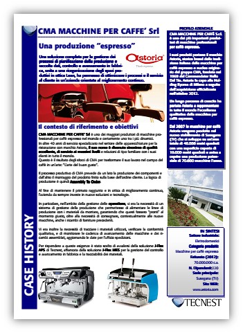 CMA MACCHINE PER CAFFE' case hisstory Tecnest